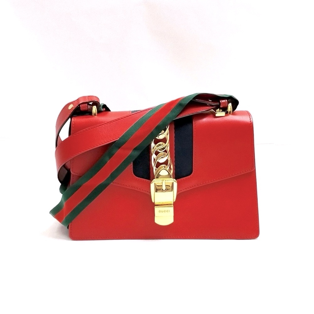 EUC Gucci Sylvie Red Leather Shoulder Bag